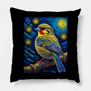 Finch in starry night Pillow