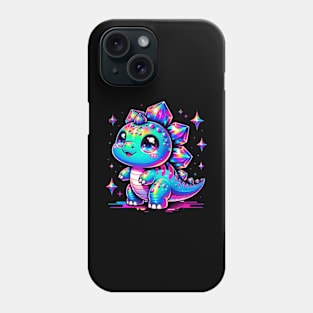 Baby Stegosaurus Cute Neon Kawaii Dino Chibi Phone Case