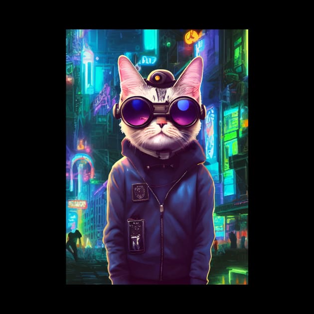 Techno Cat In Japan Neon City by star trek fanart and more