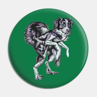 Border Collie Velociraptor Pin