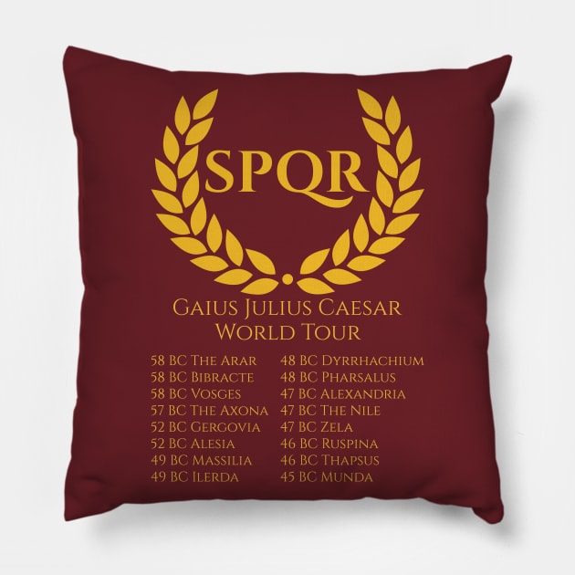 Gaius Julius Caesar World Tour Ancient Roman History Pillow by Styr Designs