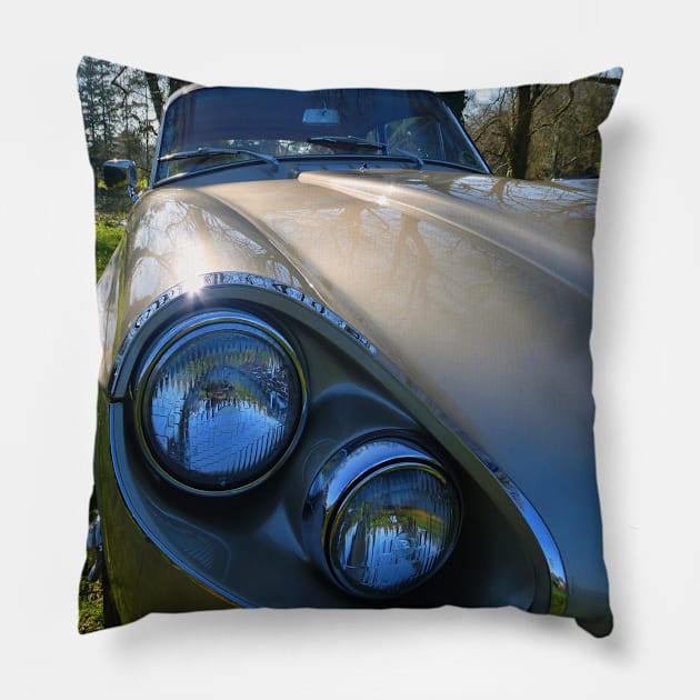 Jensen C-V8, vintage British Sports Tourer, classic automobiles Pillow by JonDelorme