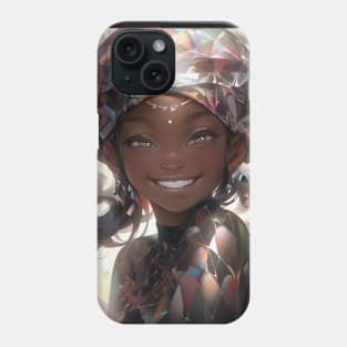 Cute Joyful anime black girl - Smiling Anime Black woman Phone Case