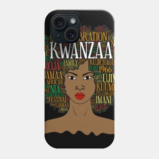 Kwanzaa Afro Word Art Phone Case