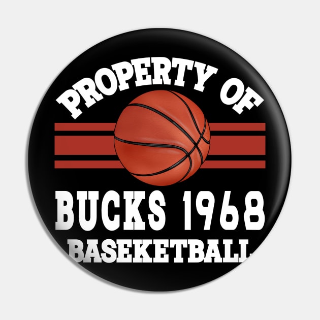 Proud Name Bucks Graphic Property Vintage Basketball Pin by Irwin Bradtke