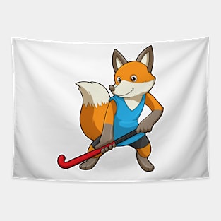 Fox at Hockey with Hockey bat Tapestry