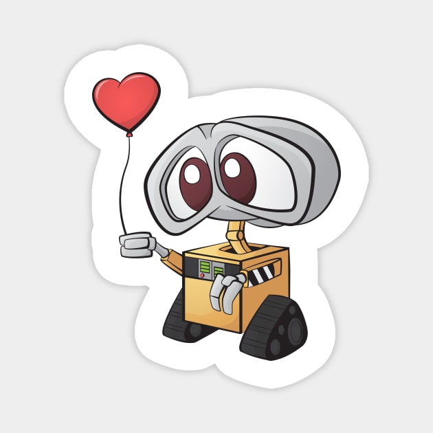 Sad Wall-E with Heart Balloon Magnet by casbuijsman