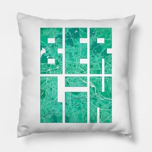 Berlin, Germany City Map Typography - Watercolor Pillow