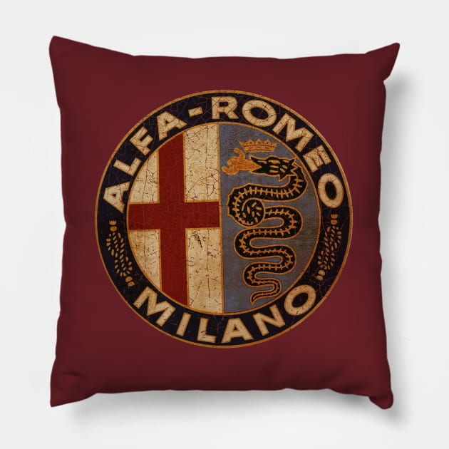 Alfa Romeo Milano Italy Pillow by Midcenturydave