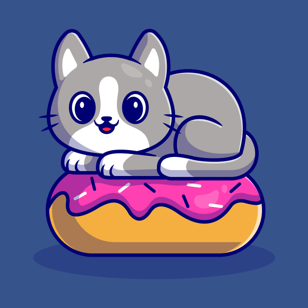 Cute Cat With Doughnut Cartoon by Catalyst Labs