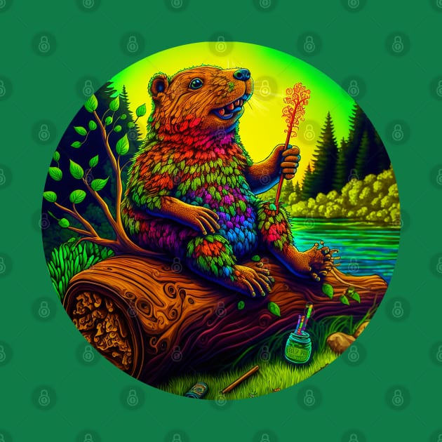 Psychedelic Beaver Boy No.2 by Bee's Pickled Art