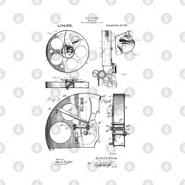 Movie Film Reel Patent Blueprint Apparel 1915 by MadebyDesign