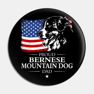 Proud Bernese Mountain Dog Dad American Flag patriotic dog Pin