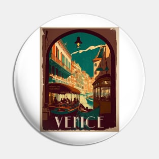 Venice Canal Vintage Travel Art Poster Pin