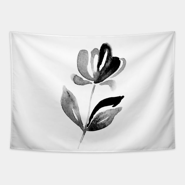 Happy Floral BW Full Size Image Tapestry by Paloma Navio