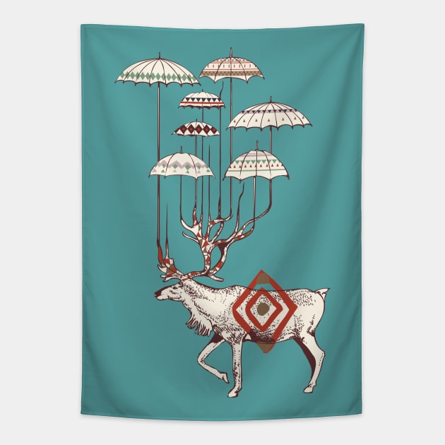 Rain Deer Tapestry by huebucket