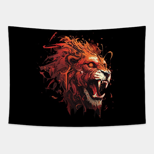 angry lion Tapestry by dorapeterx