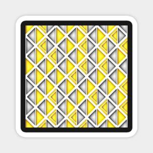 3d Yellow and Gray Geometric Pattern, Rhombic  Motif Magnet