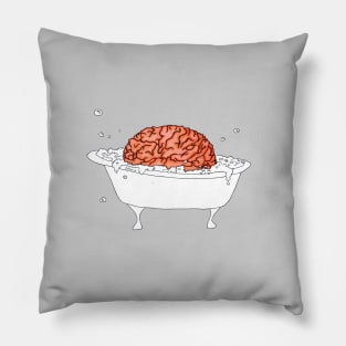 Brain Bath · Brain in a tub taking a bubble bath · simple illustration Pillow