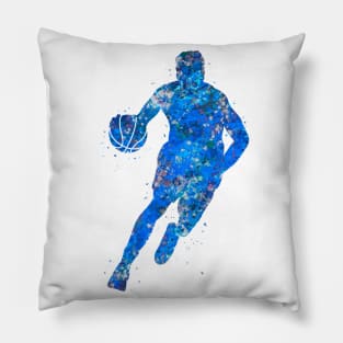 Basketball player blue watercolor Pillow