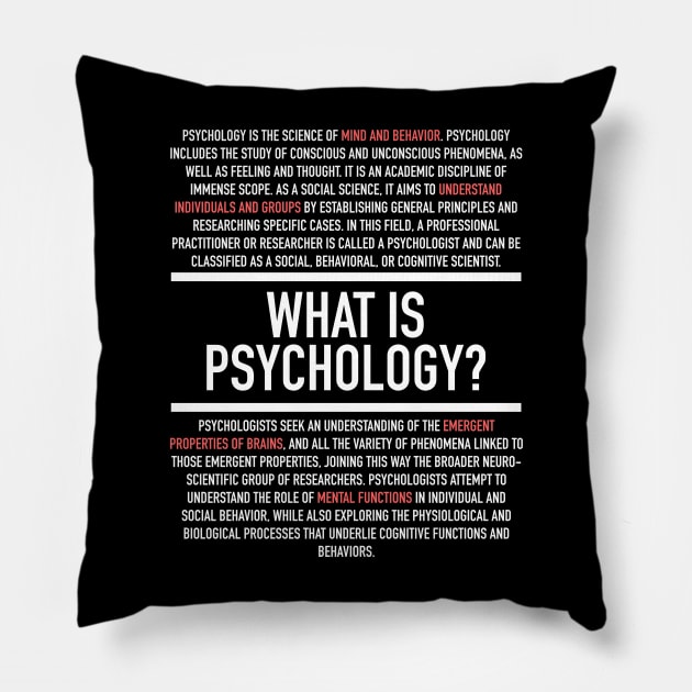 Psychology Defined - Psychologist Pillow by Hidden Verb