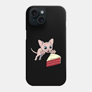 Sphynx Cat excited to eat Red Velvet Cake Phone Case