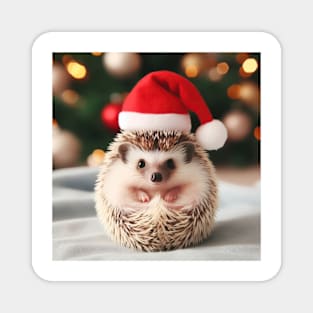 Tiny hedgehog wearing a Santa hat Magnet