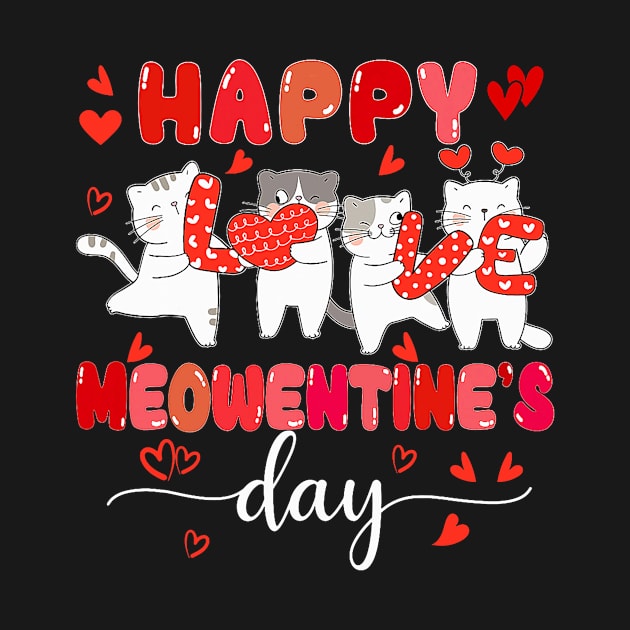 Cute Cat Happy Meowentines Valentines Days Womens Girls by jadolomadolo