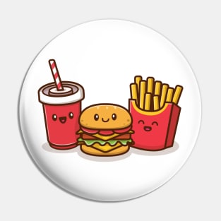 Cute Burger With Soda And French Fries Pin