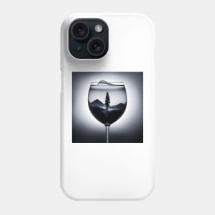 Misty Reverie Monochrome Wine Glass Double Exposure Phone Case