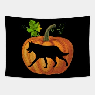 Wolf in pumpkin Tapestry