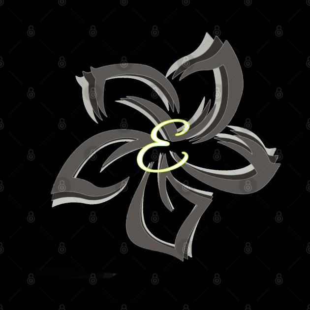 The letter E on a tribal plumeria by junochaos