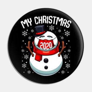 Snowman - My Christmas 2020 - Snowman Wearing A Face Mask Pin