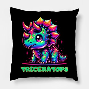 Triceratops Baby Dino Kawaii Cute Chibi Pillow