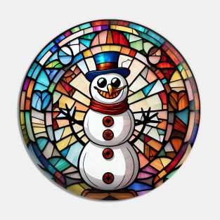 Stained glass Snowman Pin