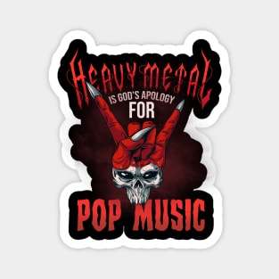 Heavy Metal Horns Up Skull Design | Pop Music | Gods Apology Magnet