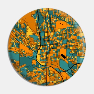 Colorado Springs Map Pattern in Orange & Teal Pin