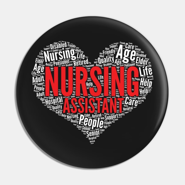 Nursing assistant RN Heart Shape Word Cloud Design graphic Pin by theodoros20