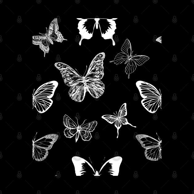 Black and White Vintage Butterfly Pattern by EACreaTeeve