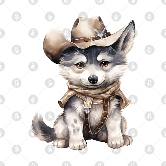 Gray Wolf Wearing a Cowboy Hat by Chromatic Fusion Studio