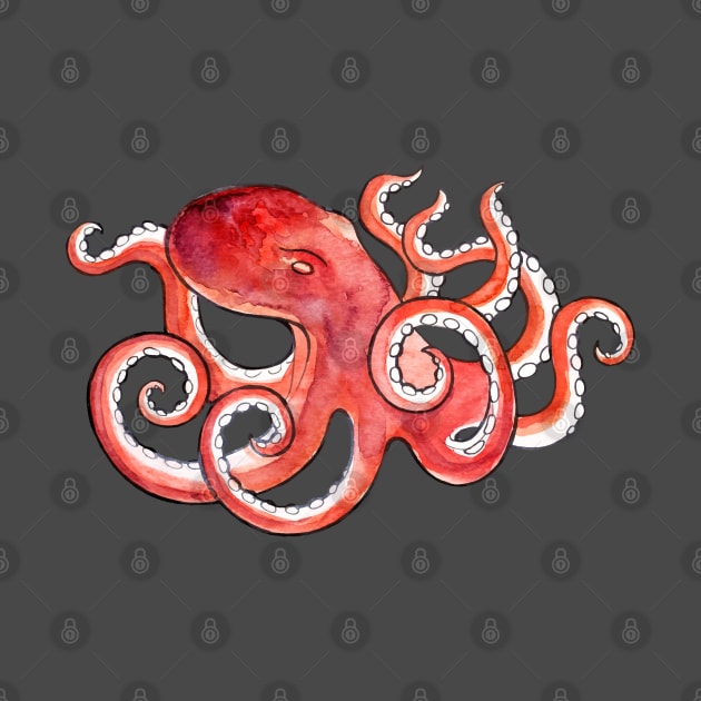 Red Octopus Deep Sea Tentacle Monster by CoffeeandTeas