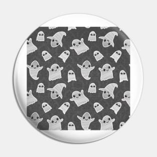 Black and White Vintage Kawaii Ghost Pattern Pin