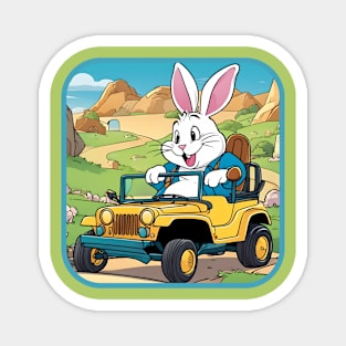 Bunny in a Toy Jeep. Magnet