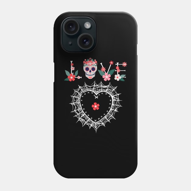 halloween love and cobweb heart Phone Case by famatrix