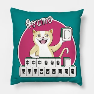 Mahjong winner cat got tsumo /Fu Pillow