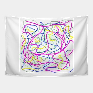 Random colorful lines in greens purple blue and yellow Tapestry