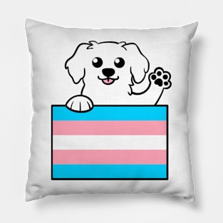 Love is Love Puppy - Pyrenees Trans Pride Flag Pillow