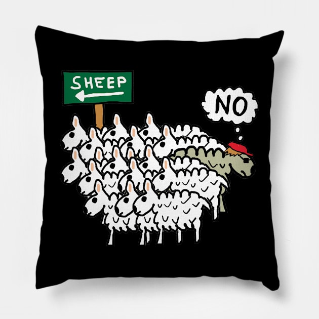 Don't Be A Sheep Pillow by Mark Ewbie