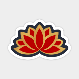 Red and gold lotus design , Traditional lotus Magnet