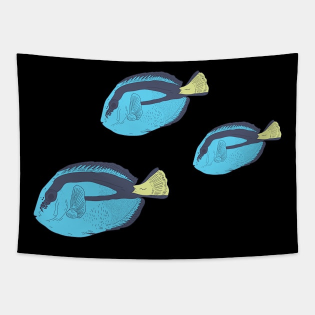 Blue Tang Fish - Keep Swimming - Aquarium Fish Tapestry by DeWinnes